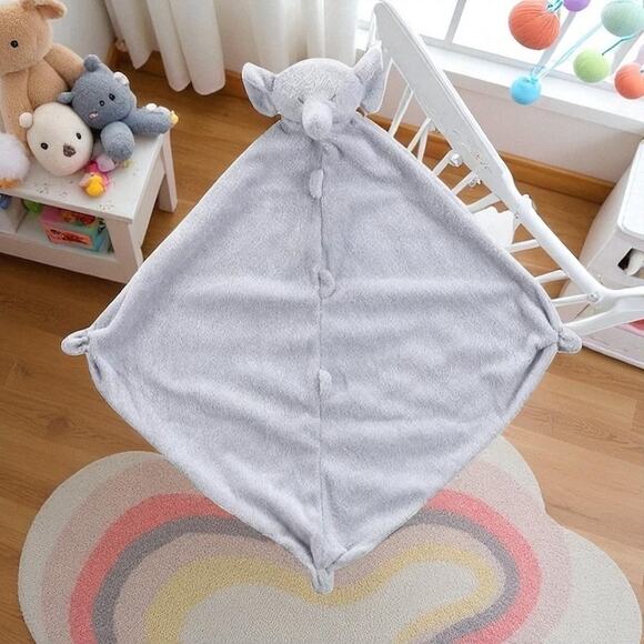 Angel Dear Elephant Lovey Security Blanket Plush Stitched Eyes Nursery Gray 12" - Picture 1 of 11